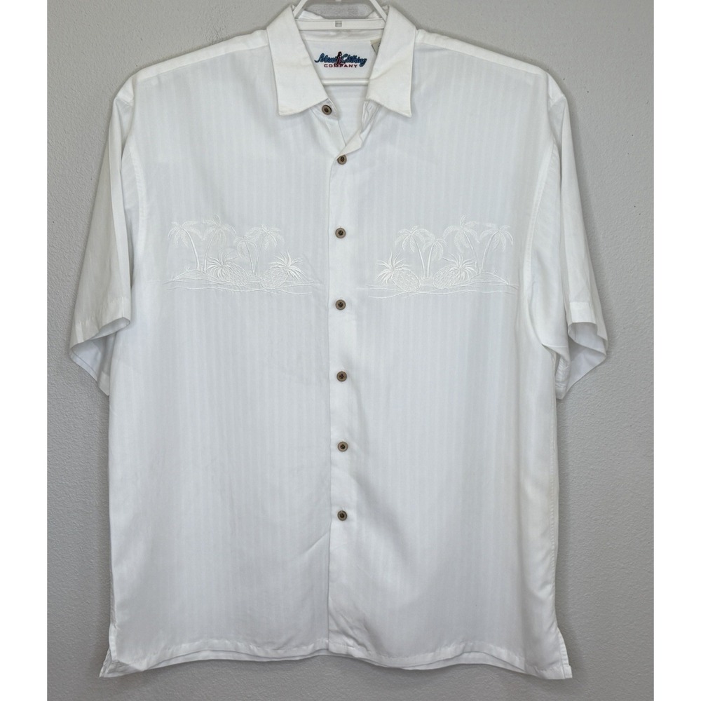 Maui Clothing Co Hawaiian Shirt Mens XL White Wool Blend Short Sleeve Pineapples